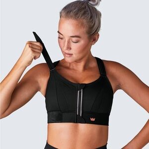 SHEFIT Ultimate Black Sports Bra Zip Closure High Impact Adjustable 3X 3luxe